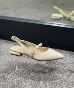LORETTA VITALE LEATHER BEIGE SLINGBACK PUMP