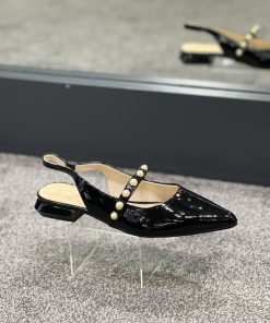LORETTA VITALE LEATHER BLACK SLINGBACK PUMP
