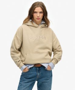 SUPERDRY HOODIE EMB CORE LOGO RELAXED FEATHER GREY