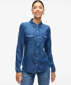 VILA BISTA MEDIUM WASH DENIM SHIRT