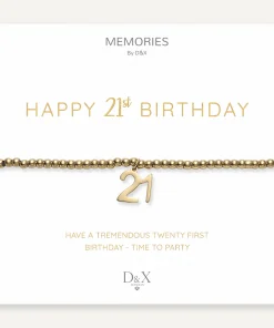 D&X MEMORIES HAPPY 21ST BIRTHDAY GOLD BRACELET