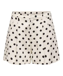 ONLY TAMILA MID WAIST PLEAT SHORTS ECRU / BLACK DOTS