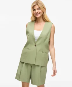 VILA PINIEMA S/L TAILORED VEST SAGE GREEN