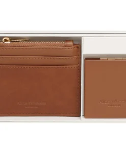 ALICE WHEELER VERONA COIN PURSE AND COMPACT MIRROR SET TAN