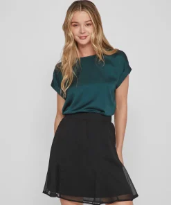 VILA ELLETTE SATIN TOP PINE