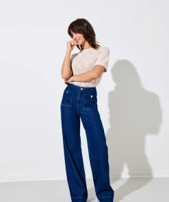 ONLY MADELINE HW WIDE LEG JEANS DARK BLUE