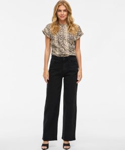 VILA FREYA HIGH WAIST WIDE LEG BLACK JEANS