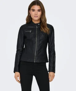ONLY BANDIT FAUX LEATHER JACKET BLACK