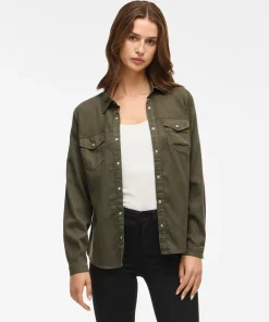 VILA BISTA  DENIM SHIRT DARK GREEN