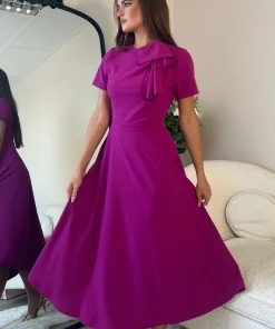 GIRL IN MIND MINTA BOW DETAIL ORCHID DRESS