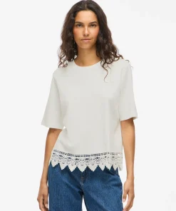 VILA PAVIA CROCHET DETAIL TOP WHITE