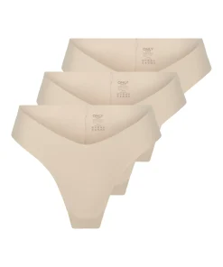 ONLY TRACY V-CUT CHEEKY BRIEFS 3-PACK PEACH TAFFY