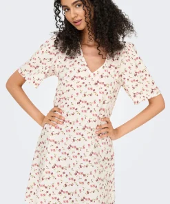 JDY CARRIE FLORAL DRESS CREAM /RED