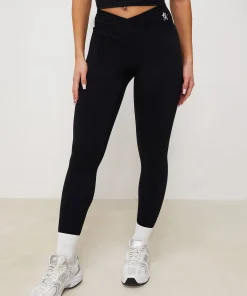GYM KING 365 WRAP FRONT LEGGINGS BLACK