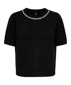 ONLY ABBY PULLOVER IN BLACK / BLING COLLAR