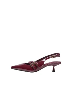 ONLY COCO-8 BUCKLE SLINGBACKS BURGUNDY