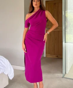 GIRL IN MIND DONNA MIDI DRESS IN FUCHSIA