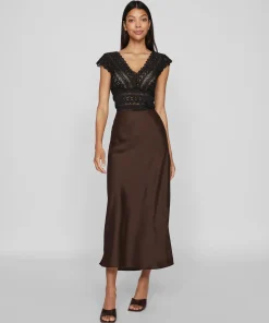 VILA ELLETTE MIDI SKIRT COFFEE BEAN