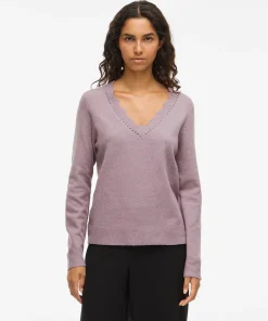 VILA NIKOLINA V-NECK JUMPER IN TOADSTOOL