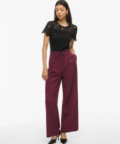 VILA PEYTON WIDE LEG TROUSERS WITH TIE WAIST