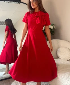 GIRL IN MIND MINTA DRESS WITH THE BOW IN RED