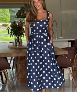 GIRL IN MIND ERICA DRESS IN NAVY SPOT