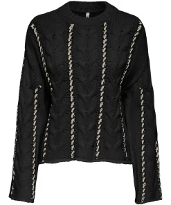 ONLY TESSA CABLE STITCH PULLOVER IN BLACK / BIRCH COLOUR