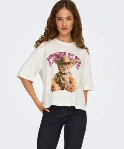 JDY CARLA T-SHIRT CREAM TEDDY PRINT