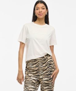 VILA SYBIL BALANCE TOP EMBROIDERED WHITE