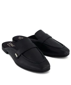 TOMS LYNETTE MULES IN BLACK LEATHER