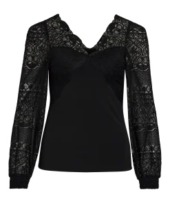 VILA ALIA LACE TOP IN BLACK
