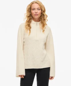 VILA LASSIA ZIP SWEATER IN BIRCH COLOUR