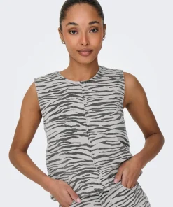ONLY DORSI SL ZEBRA DENIM TOP