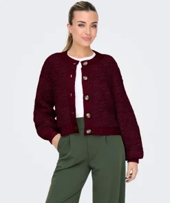 JDY EIRA SOFT TEDDY CARDIGAN IN CABERNET COLOUR