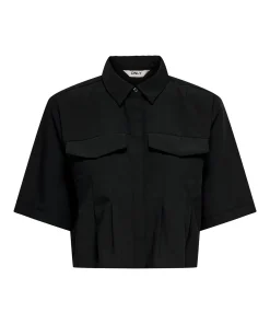 ONLY FORRIE PLISSE SHIRT BLACK
