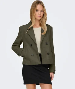 ONLY FREJA SHORT COAT IN STONE GREY MELANGE