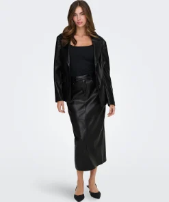 ONLY VERONA FAUX LEATHER LONG SKIRT