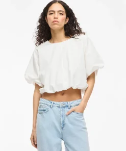 VILA BALUNI  WHITE VOLUME CROP TOP