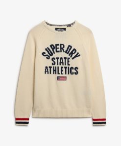 SUPERDRY SLOUCHY GRAPHIC KNIT CREAM