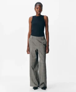 OBJECT LISA WIDE LEG TROUSERS IN BROWN / HUMUS CHECK