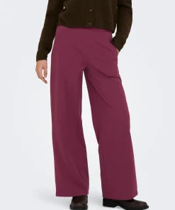 JDY LOUISVILLE CATIA WIDE LEG TROUSERS IN MAROON COLOUR