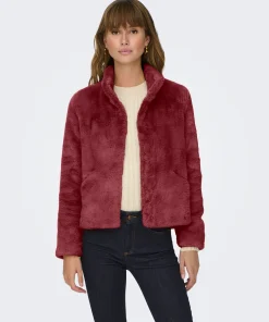 ONLY VIDA NEW FAUX FUR JACKET CABERNET