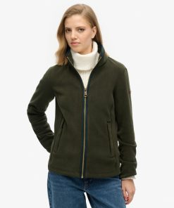 SUPERDRY ESTATE FULL ZIP FLEECE IN OLIVE GREEN