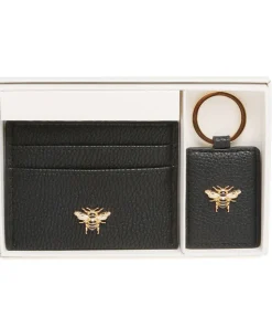 ALICE WHEELER CARD HOLDER AND KEYRING SET IN BLACK