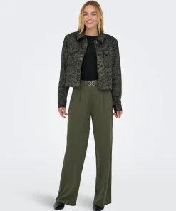 JDY GEGGO BELT TROUSERS IN OLIVE COLOUR