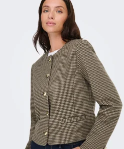 ONLY MAGGIE JACKET IN BROWN HOUNDSTOOTH
