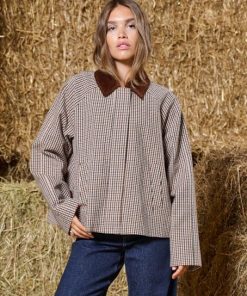 ONLY MANILLA CHECK JACKET IN BROWN COLOUR