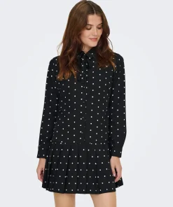 ONLY MARGON  SHIRT DRESS IN BLACK / WHITE POLKA DOT