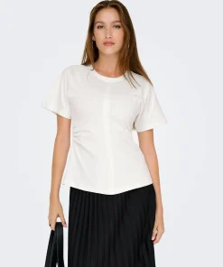 ONLY MARIE RUCHING TOP IN OFF WHITE COLOUR