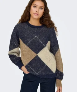 ONLY NOEME SWEATER IN NAVY / COCOA COLOUR